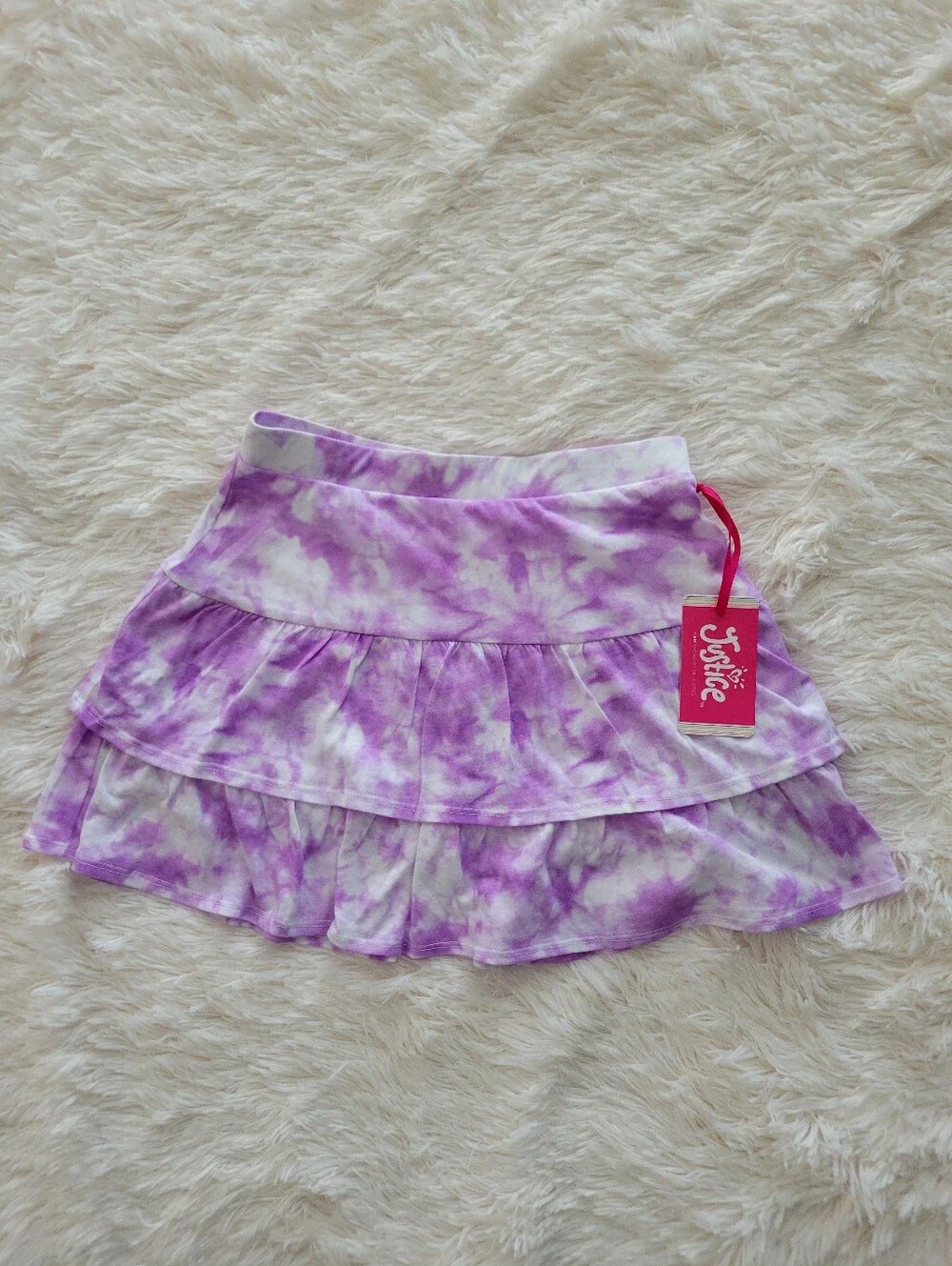 Justice Set Of Short Sleeve Tops And Skort Purple Tie Dye Girls Size L 12/14